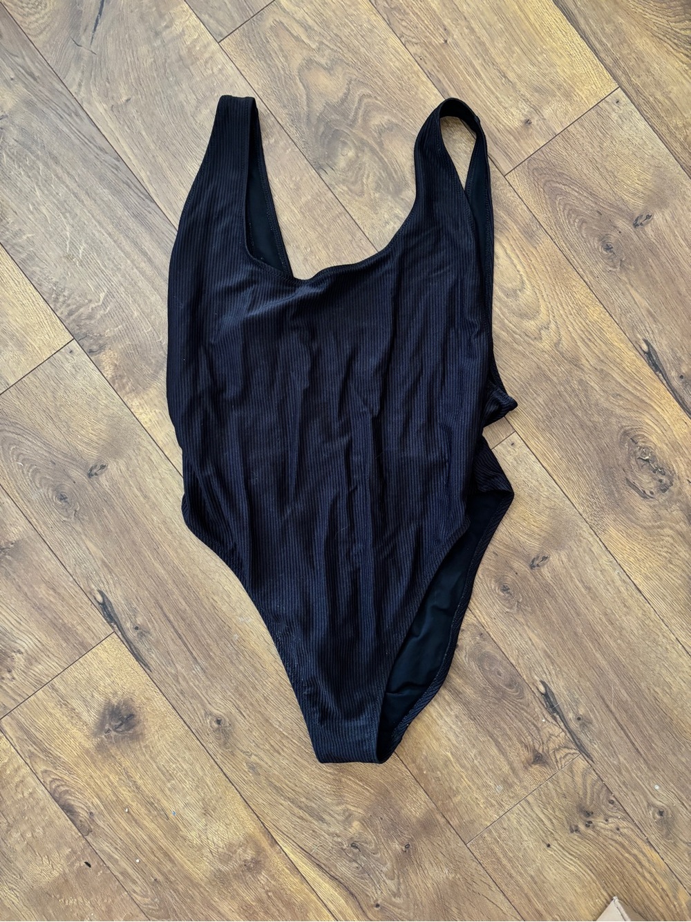 aerie Black Ribbed One-Piece Swimsuit